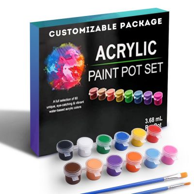 3ML 12 colors Mini Strips Container Storage Acrylic Paints Pot for Classrooms School Arts and Crafts Painting Drawing