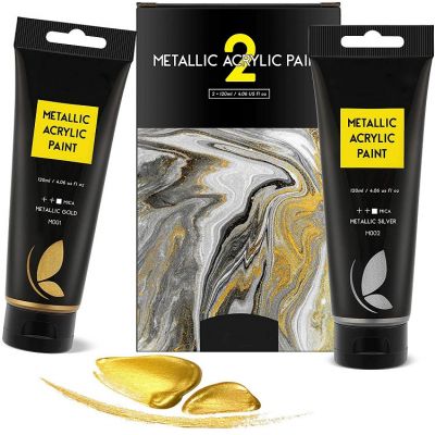 120ml 2 acrylic colour paint professional gold acrylic paints for canvas, glass, wood, stone, artist acrylic paint