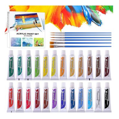 professional 24 colour acrylic paints set 12ml with brushes paints acrylic art in paint colour tube