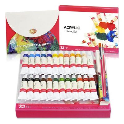 32pcs painting kit 24colors in painting tube acrylic paint kids and adults