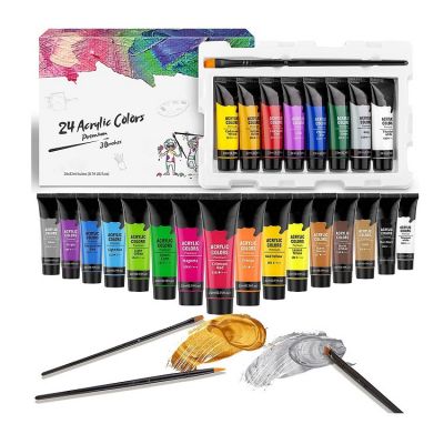 art supplies painting 24*22ml basic acrylic paints on leather, canvas, paper for artist and student