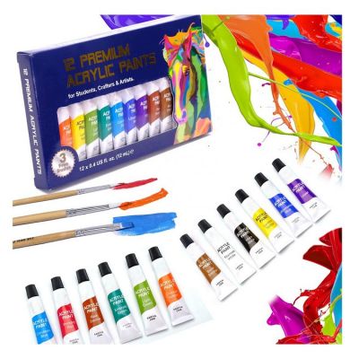 12ml acrylic paint set 12 colors paints for drawing pad, canvas, fabric paint set colors