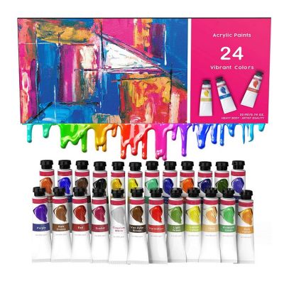 artist acrylic paint art set 24 colors tube acrylic paint 22ml for for Canvas, Leather, Rocks, Glass