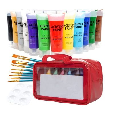 acrylic paint 30ml with 8 brushes & Palette art supplies painting in Bag 22 Parts 12colors acrylic paint buy