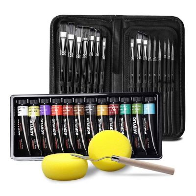 32pcs acrylic paint art set non-toxic 12 acrylic paint artist quality with brushes acrylic artist paint for art