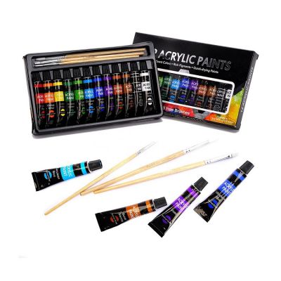 high quality art set painting 12color paint 12ml with brushes non-toxic acrylic paint on clothes, canvas