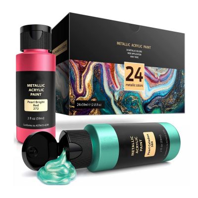 24 vivid metallic acrylic paint set colors professional paints acrylic for artist and student