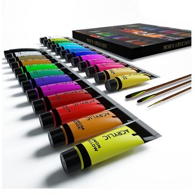 acrylic paint 24 colors 22ml acrylic artist paint basic red, white acrylic paint for art