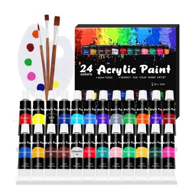 acrylic paint set 24 colors 12ml paint set with burshes and palette for paints acrylic artist