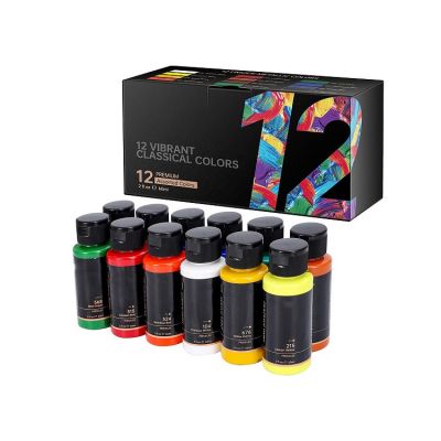 professional acrylic paint set 12 colors acrylic paint bottles