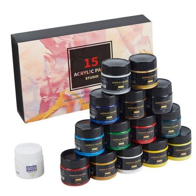 15pcs basic acrylic paint set in bottle jumbo acrylic paint set for 100ml non toxic waterproof acrylic paint