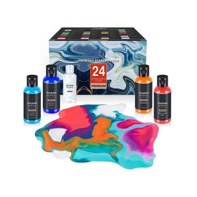 acrylic paint set 24 colors pouring paint acrylic for kids with Silicone Oil non toxic acrylic paint for artist