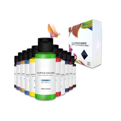 non-toxic craft paints 24 colors 60 ml acrylic paint set for multi-surface paint on canvas, paper