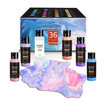 high quality pouring acrylic paint diy rock ceramic canvas phone case acrylic pour paint kit with strainers