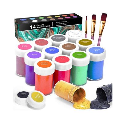 permanent metallic acrylic paint 14*20ml for artist