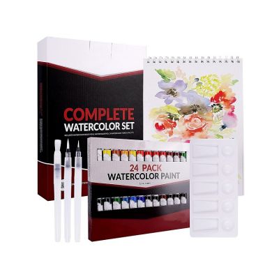 24 watercolor paint tube with water brush pen, pad,and palette watercolor paint set kids for artists and students