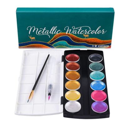 12 water color paint glitter watercolor paint set metallic for adults and children water based paint