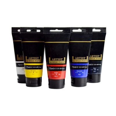 non-toxic 12pcs/box acrylic artist paint tube 75ml packed price