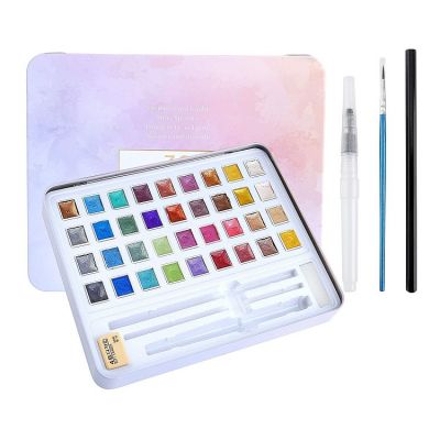 35colors glitter watercolor painting colors watercolor with sponge and brush for painting