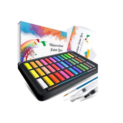 hot selling 36colors artist solid watercolor paint kit for watercolor painting with brush pen and line pen