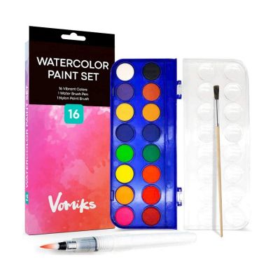 hot sale 16 solid watercolor paint cakes set in mental box