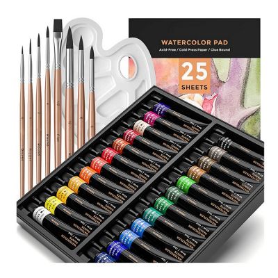 watercolour paint set 24 watercolor colors water painting set with brushes,paper,Palette, Color Wheel for Artists, Adult
