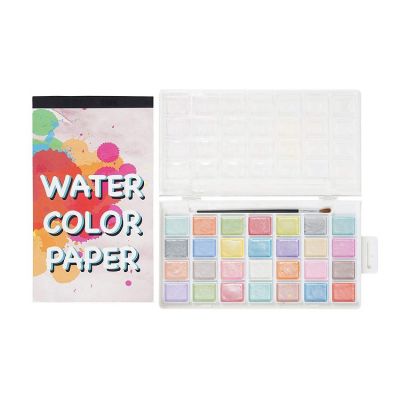 28 vibrant colors watercolor paint kit with 10 sheet watercolor pad and 1 paint brush for artist painting