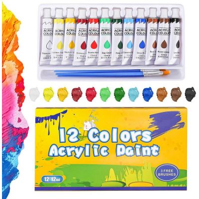 12 ml 12 color professional diy acrylic paint set with hand wall painting brush