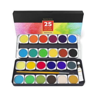 25Colors professional wood box package solid watercolor paint pack for watercolor painting