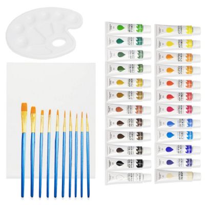 Promotional Artist DIY Drawing Non Toxic 24 Colours Acrylic Paint Brushes Set