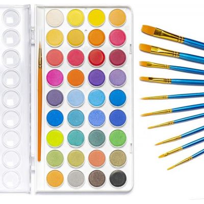 hot aritst drawing 36colors watercolor paint set with 10 Brushes of Different Sizes
