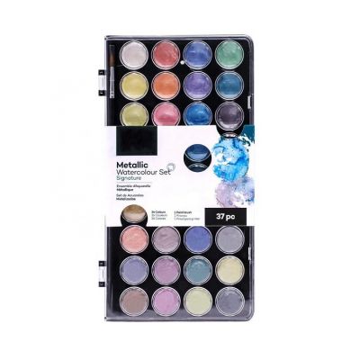 36 metallic color portable lightweight watercolor paint set with 1 brush