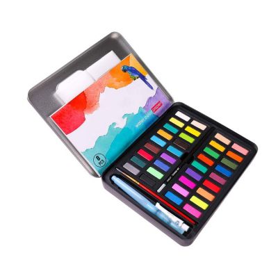 36colors drawing watercolor paint set in Tin Box with sketch pencil ,watercolor pad,,brush for artist