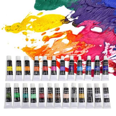 Art Supplies 24 Colors Non-toxic for Canvas Painting Acrylic Paint Artist Set