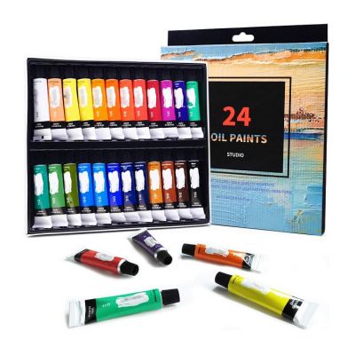 24Colors Non-Toxic Art Oil Painting Set On Canvas Painting for Artist Kids and Beginners