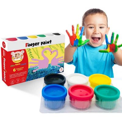 DIY Crafts 6 Bright Colors Non-Toxic Washable Eco Friendly for Kids Art Set Finger Painting
