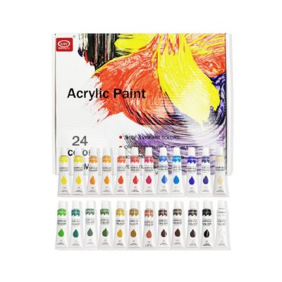 Promotional 24 Vivid Color 12ml Water-based Suit for Kid Art Drawing Acrylic Paint Kit