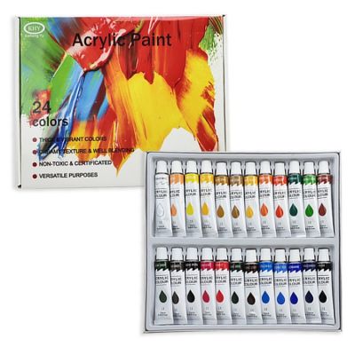 24 Vivid Colors Non Toxic Acrylic Art Craft Paint Supplies for Canvas Wood Ceramic Rock Painting, Rich Pigments