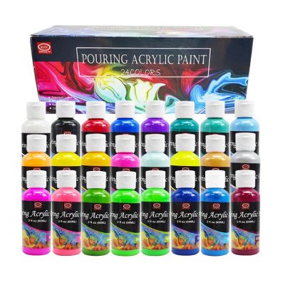 24 Colors (60ml, 2oz) High-Flow Paint, No Mixing Needed for Artists Pouring Acrylic Paint Set