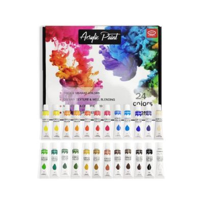 Permanent Water based Set of 24 Colors Non Toxic & Bright Colors Acrylic Paint Set