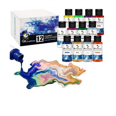 China factory Acrylic Pouring Paints (12 Colors, 60ml/2oz) Pre-Mixed High Flow Craft Paint Set Acrylic Pouring Art