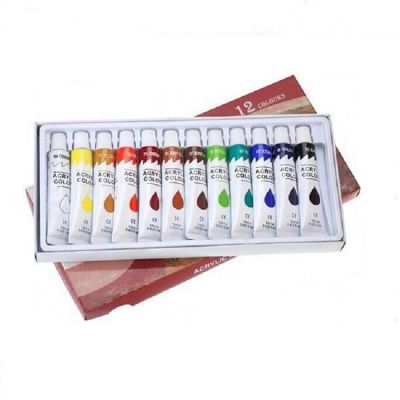 Promotional 12 Vivid Colors Acrylic Paint Set For Kids Painting