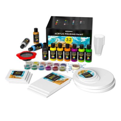 hottest factory wholesale full set Acrylic Pouring Kit- Includes Acrylic Paint, Pouring Medium, Silicone Oil, Tarps, Gloves