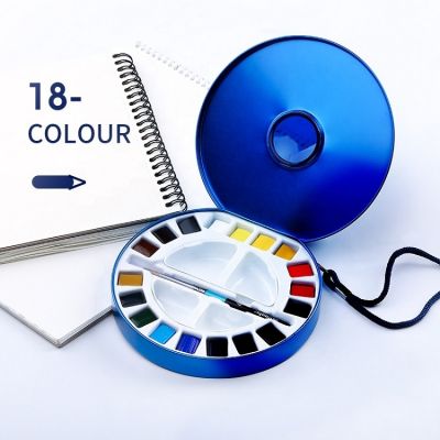 Custom 10 18 24 colors individually wrap travel mini tin box watercolor paints watercoloring kit