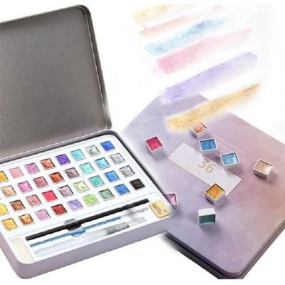 OEM ODM 36 colors glitter metallic solid pearl watercolor pearly watercolor paint