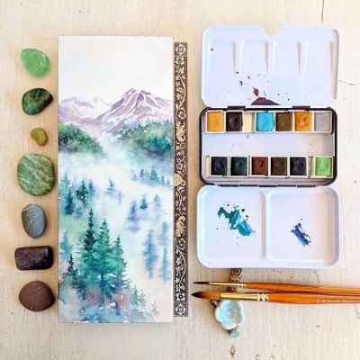 OEM mini water colour 12 color watercolor set halfpans watercolour