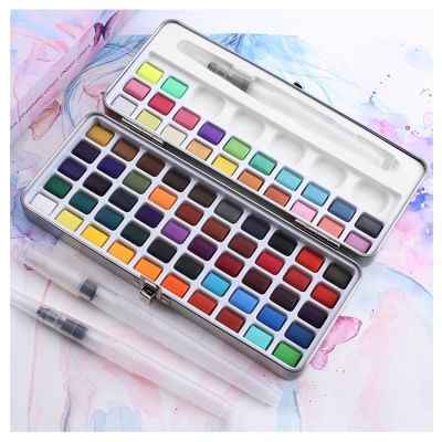 Fast shipping portrait drawing water color 72 colors solid watercolor set with tin-box