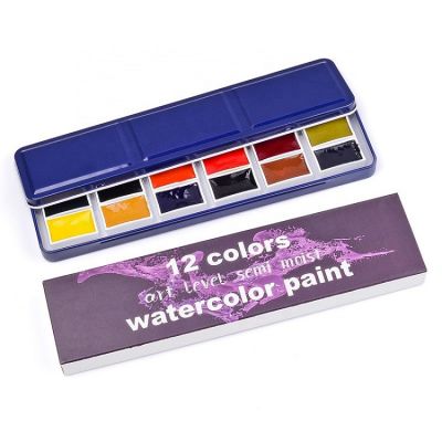 Directly Factory 12 aquarelle watercolor paints set half pan semi-dry water colors painting semi-dry water colour watercolour