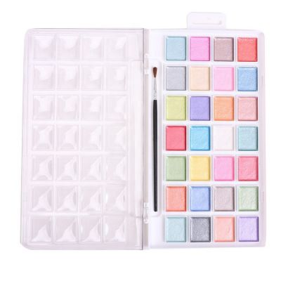 26 colors metallic glitter shimmer watercolor paints set half pan semi-dry water colors painting water colour watercolour