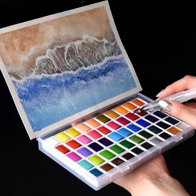 Professional factory 50 colors water color palettes aquarelle brush pretty excellent watercolor set